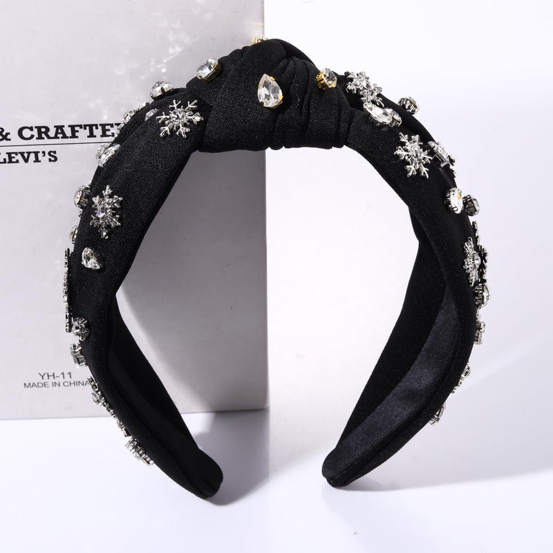 MOLOCH Christmas Headband for Women Christmas Snowflake Charm Knotted Headband Jeweled Crystal Xmas Head Band Xmas Decorations Gifts - Image 3